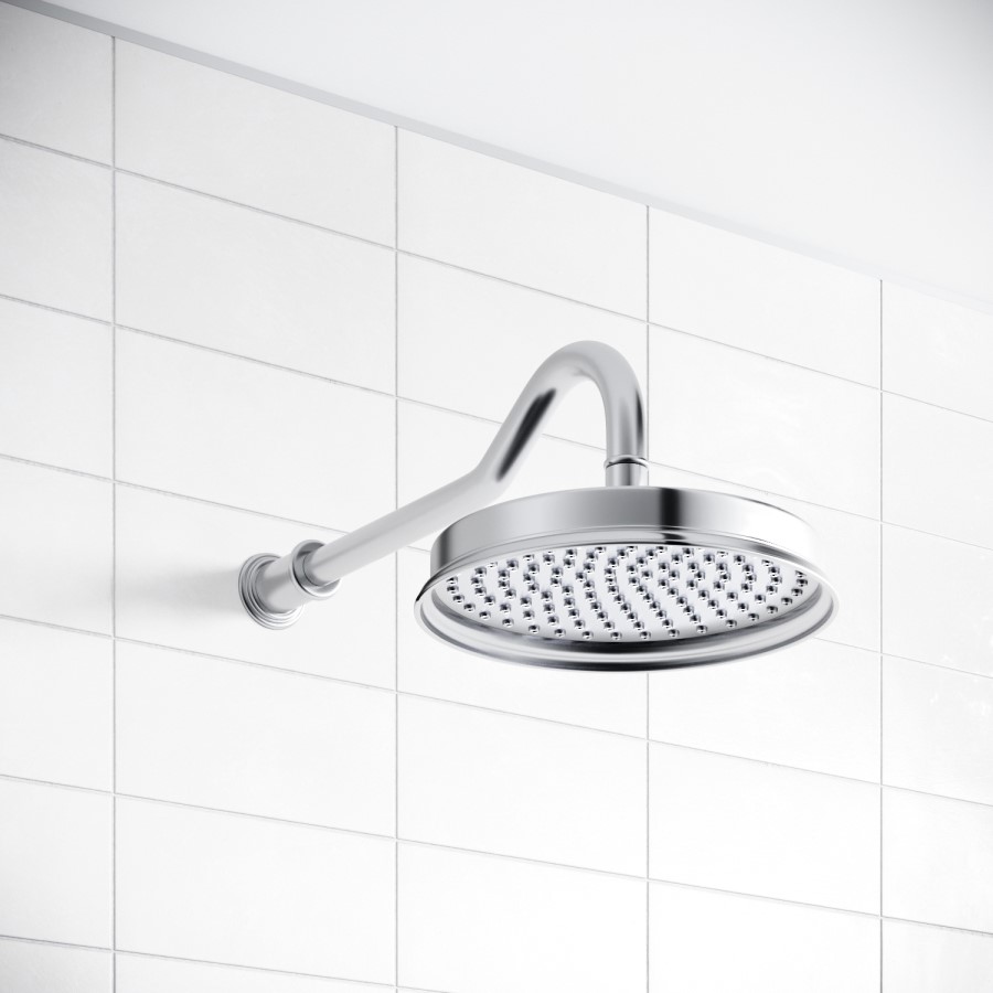 Grade A1 - Chrome Concealed Shower Mixer with Dual Control & Round Wall Mounted Head and Handset - Camden