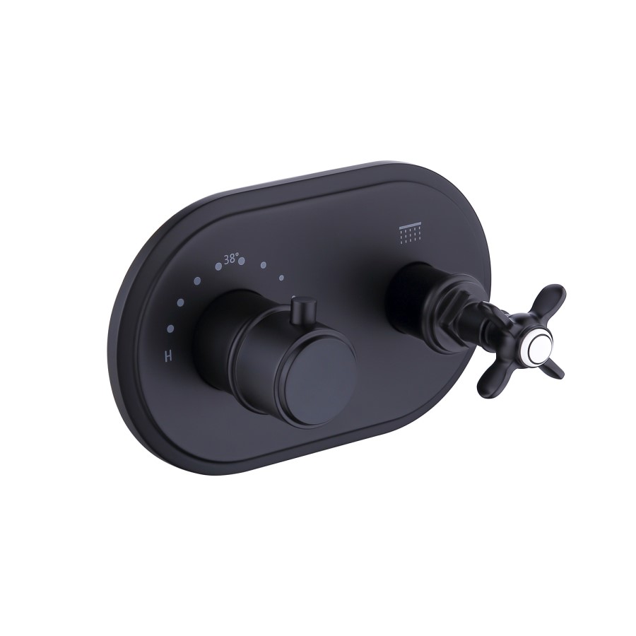 Black 1 Outlet Wall Mounted Thermostatic Mixer Shower Set - Camden