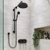 Grade A1 - Black Concealed Shower Mixer with Dual Control &amp; Round Wall Mounted Head and Handset - Camden