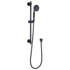 Grade A1 - Black Concealed Shower Mixer with Dual Control &amp; Round Wall Mounted Head and Handset - Camden