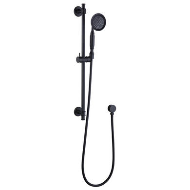 Grade A1 - Black Concealed Shower Mixer with Dual Control & Round Wall Mounted Head and Handset - Camden