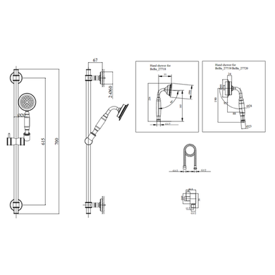 Grade A1 - Black Concealed Shower Mixer with Dual Control & Round Wall Mounted Head and Handset - Camden