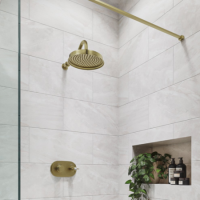 Brushed Brass Single Outlet Wall Mounted Thermostatic Mixer Shower - Camden