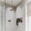 Brushed Brass Single Outlet Ceiling Mounted Thermostatic Mixer Shower - Camden