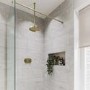 Brushed Brass Single Outlet Ceiling Mounted Thermostatic Mixer Shower - Camden