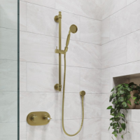 Brushed Brass Single Outlet Thermostatic Mixer Shower with Hand Shower  - Camden