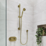 Brushed Brass Single Outlet Thermostatic Mixer Shower with Hand Shower  - Camden
