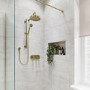 Brushed Brass Concealed Thermostatic Mixer Shower with Wall Shower Head, Slide Rail & Hand Shower - Camden