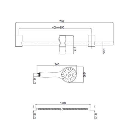 Chrome Dual Outlet Ceiling Mounted Thermostatic Mixer Shower with Hand Shower - Axel