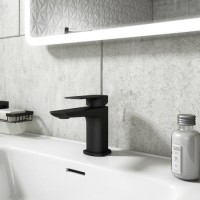 GRADE A1 - Zana Square Matt Black Mono Basin Mixer Tap
