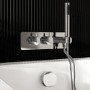 Chrome 2 Outlet Thermostatic Mixer Shower Set with Overflow Bath Filler - Arissa