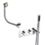 Chrome 2 Outlet Thermostatic Mixer Shower Set with Overflow Bath Filler - Arissa