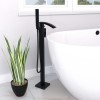 Black Freestanding Bath Shower Mixer Tap - Wave