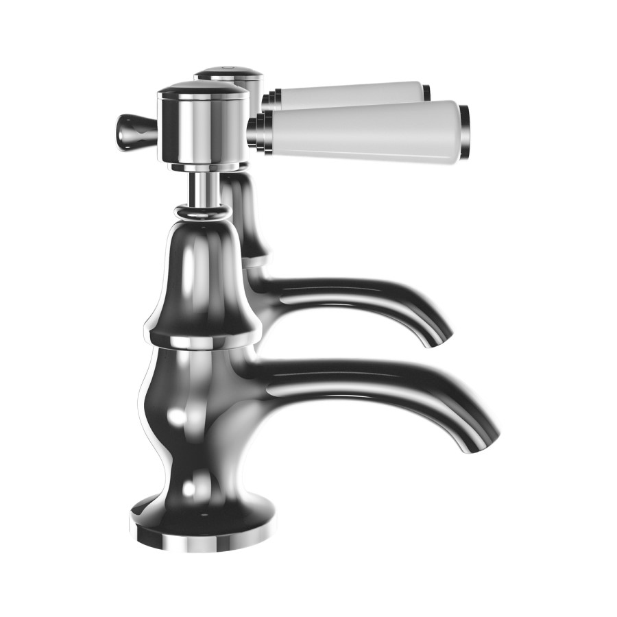 Chrome Traditional Basin Pillar Taps & Bath Filler Tap Pack - Helston