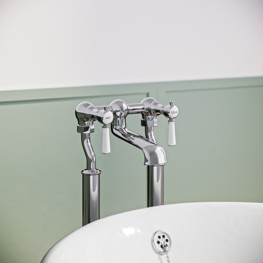 Helston Freestanding Bath Mixer Tap - Chrome