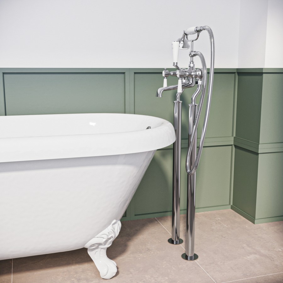 Helston Freestanding Bath Mixer Tap - Chrome