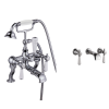 Chrome Wall Mounted Bath Shower and Basin Tap Pack - Helston