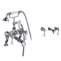 BUN/BeBa_27770/79606 Chrome Bath Shower Mixer and Wall Mounted Basin Tap Set - Helston