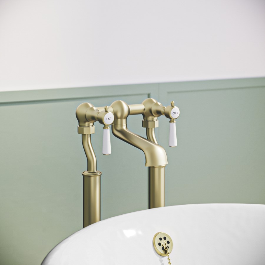 Gold Freestanding Bath Mixer Tap - Helston