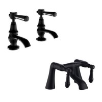 GRADE A1 - Black Basin Pillar Taps - Helston GRADE A1 - Black Basin Pillar Taps - Helston