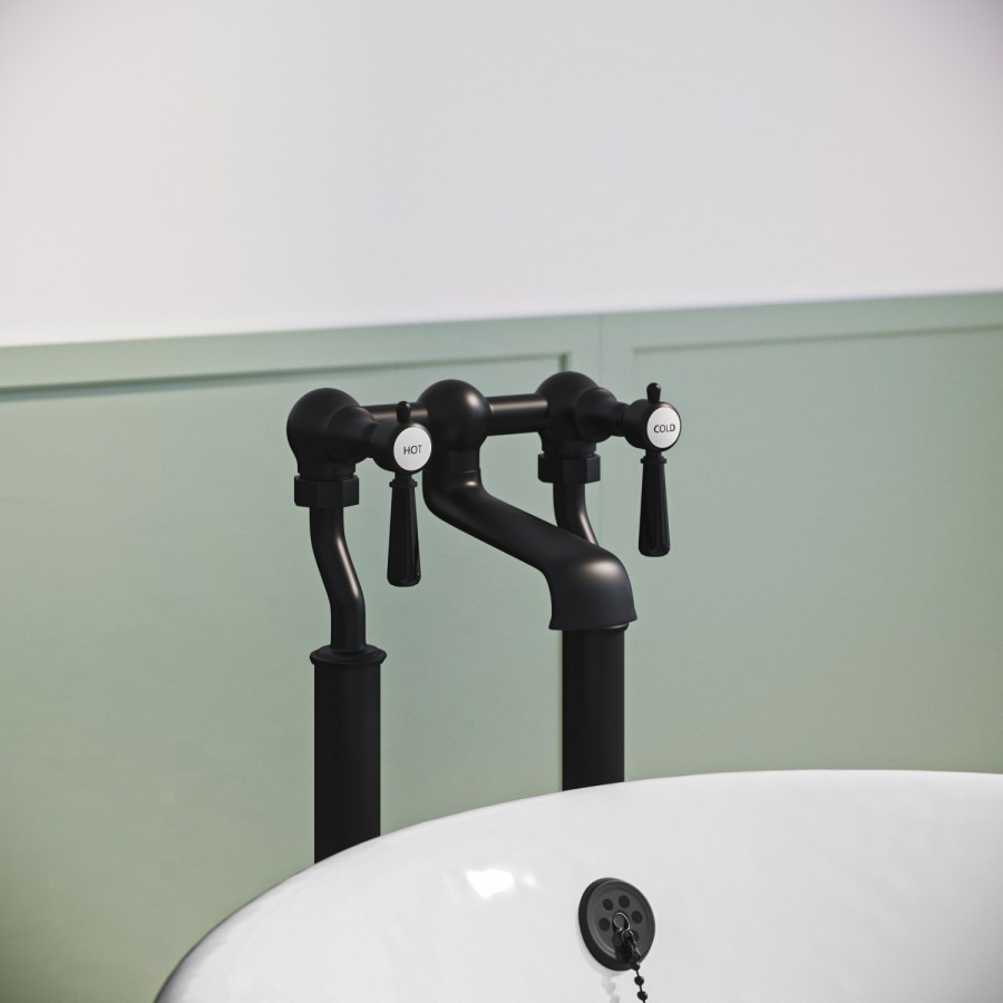 Black Freestanding Bath Mixer Tap - Helston