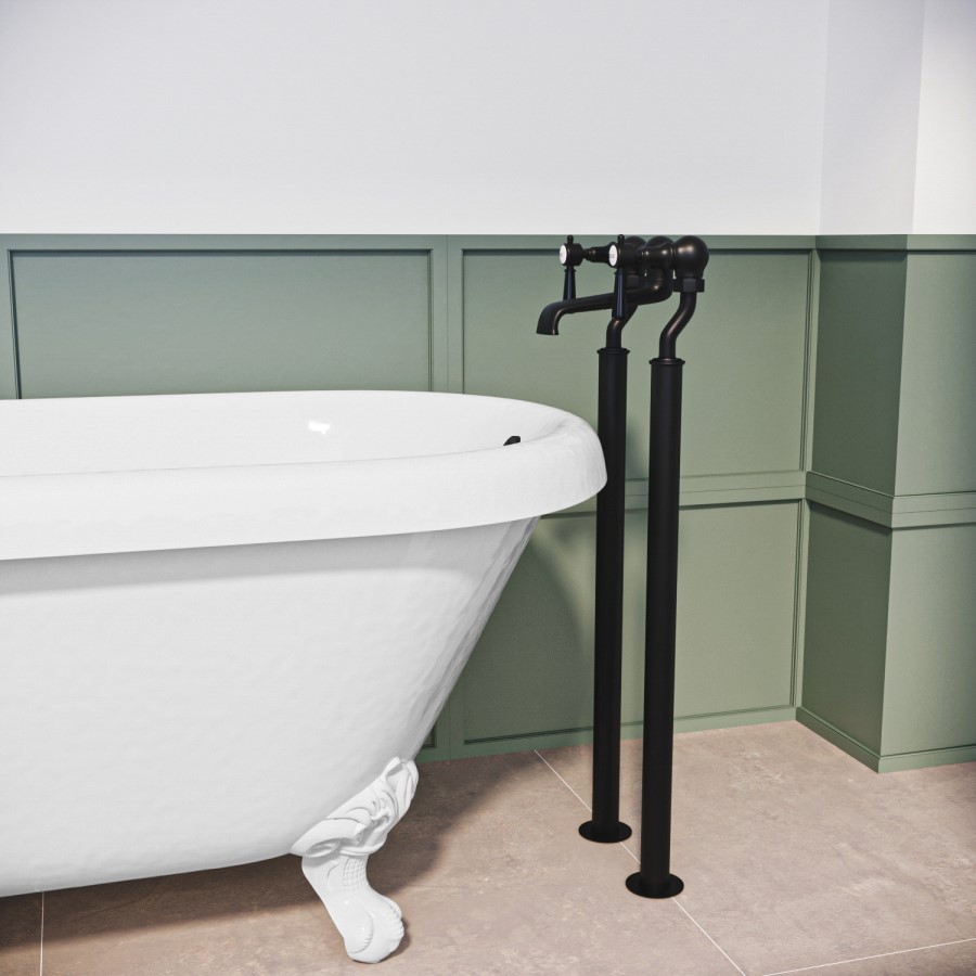 Black Freestanding Bath Mixer Tap - Helston