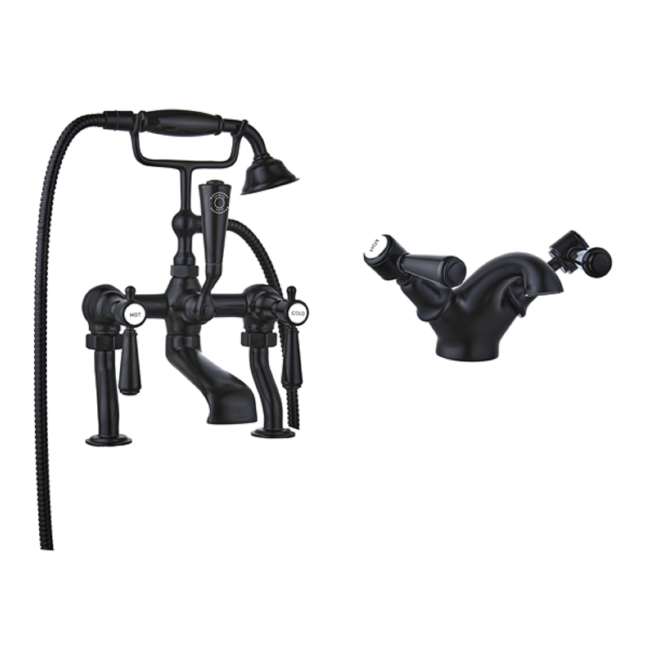 Black Bath Shower and Tap Pack - Helston
