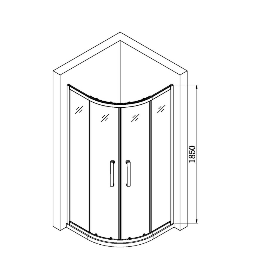 Grade A2 - Chrome 4mm Glass Quadrant Shower Enclosure with Shower Tray 900mm - Lyra