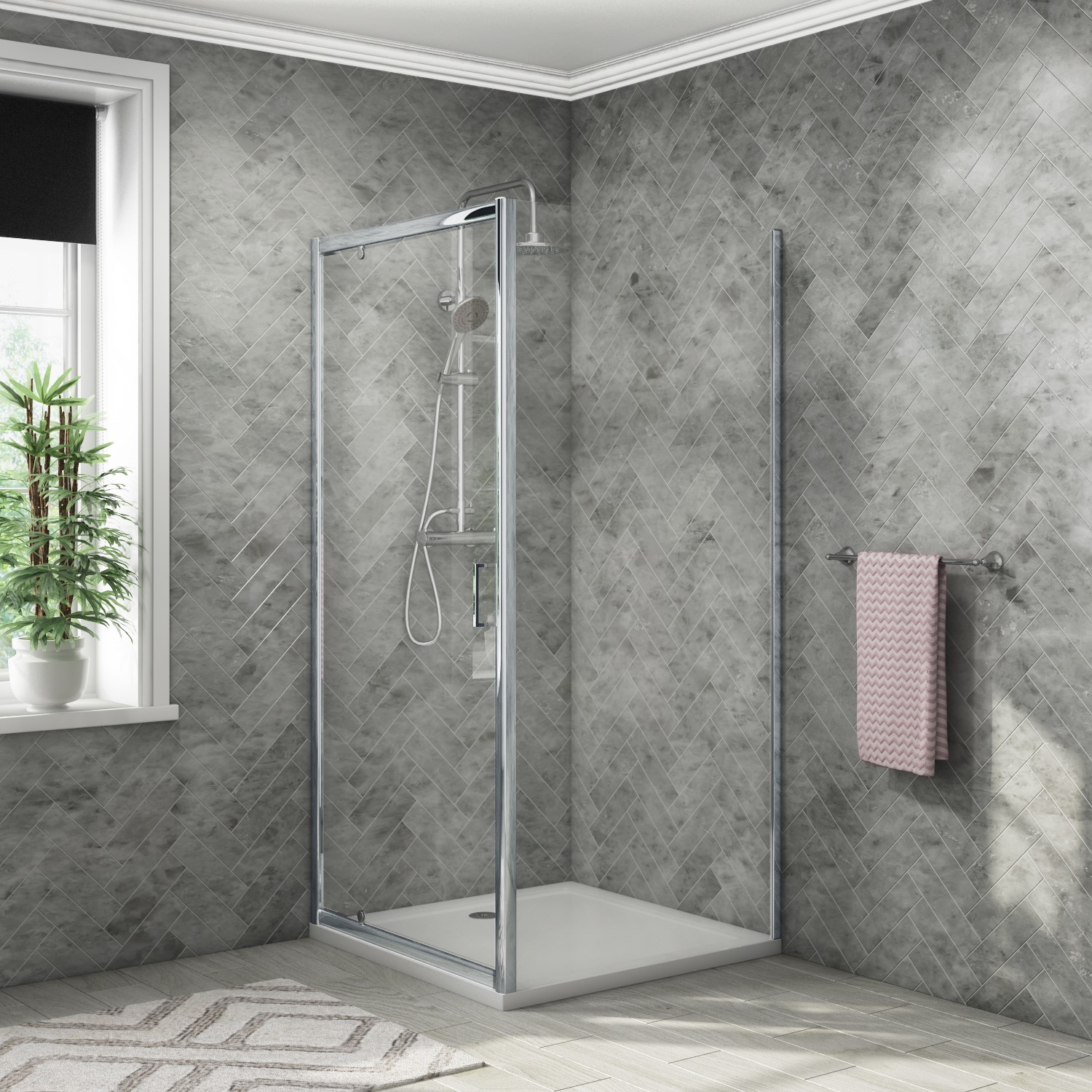 900 x 800 Rectangular Pivot Shower Enclosure - Lyra