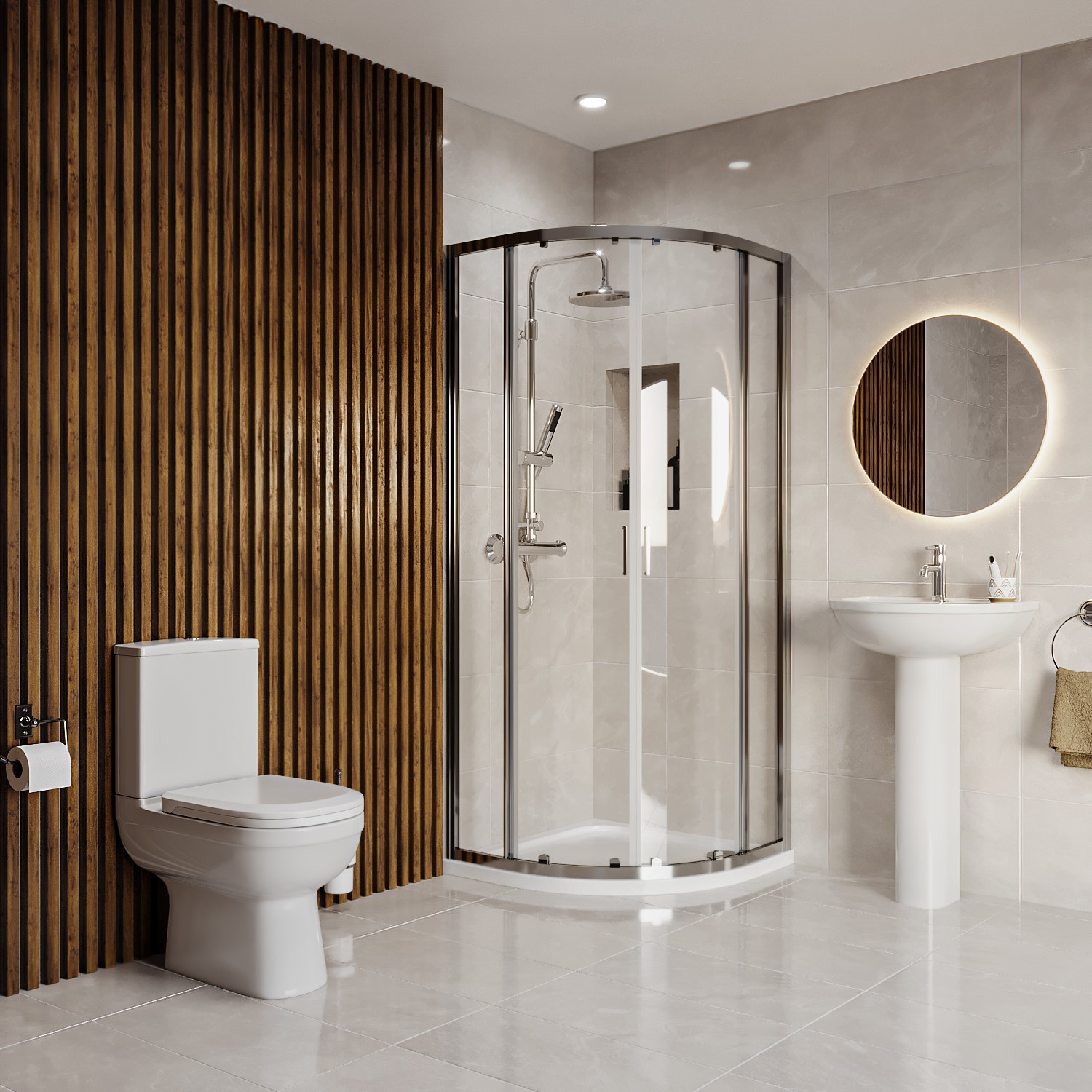 Carina Chrome 900Mm Quadrant Shower Enclosure Suite With Toilet & Basin