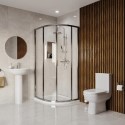 BUN/BeBa_28016/86591 900 x 760mm Left Hand Offset Quadrant Shower Enclosure Suite with Toilet & Basin - Carina