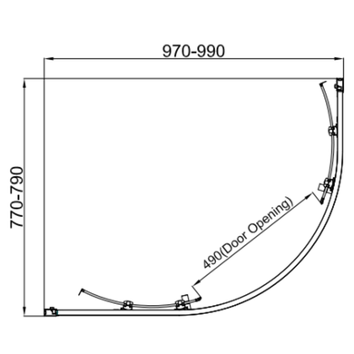 1000x800mm Chrome 6mm Glass Right Hand Offset Quadrant Shower Enclosure with Shower Tray - Carina