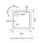 Chrome 6mm Glass Square Hinged Shower Enclosure with Shower Tray 760mm - Carina