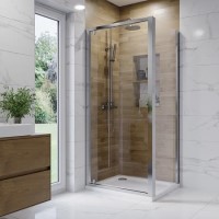 760mm Chrome 6mm Glass Square Hinged Shower Enclosure with Shower Tray - Carina 760mm Chrome 6mm Glass Square Hinged Shower Enclosure with Shower Tray - Carina
