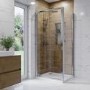 760mm Chrome 6mm Glass Square Hinged Shower Enclosure with Shower Tray - Carina