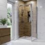760mm Chrome 6mm Glass Square Hinged Shower Enclosure with Shower Tray - Carina