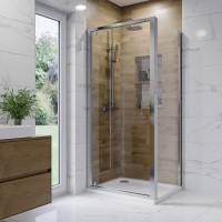 Grade A2 - Chrome 6mm Glass Rectangular Hinged Shower Enclosure 760x800mm - Carina Grade A2 - Chrome 6mm Glass Rectangular Hinged Shower Enclosure 760x800mm - Carina