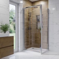 900mm Chrome 6mm Glass Square Hinged Shower Enclosure - Carina 900mm Chrome 6mm Glass Square Hinged Shower Enclosure - Carina