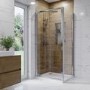 900mm Chrome 6mm Glass Square Hinged Shower Enclosure - Carina