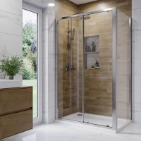 Chrome 6mm Glass Rectangular Shower Enclosure with Shower Tray 1200x700mm - Carina