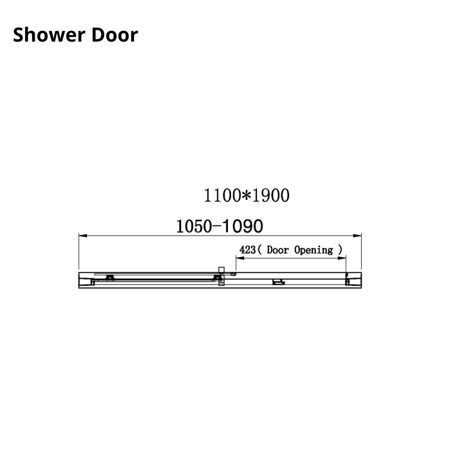 Chrome 6mm Glass Rectangular Sliding Shower Enclosure 1100x700mm - Carina