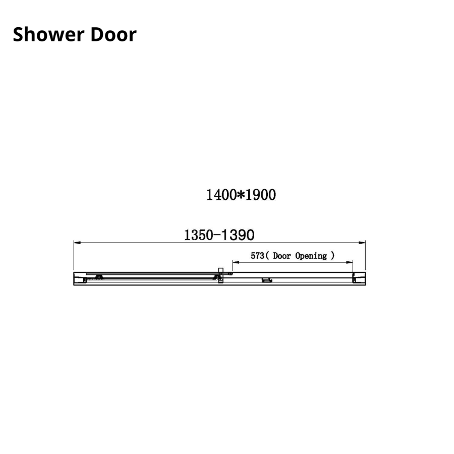 1400x760mm Chrome 6mm Glass Rectangular Sliding Shower Enclosure - Carina