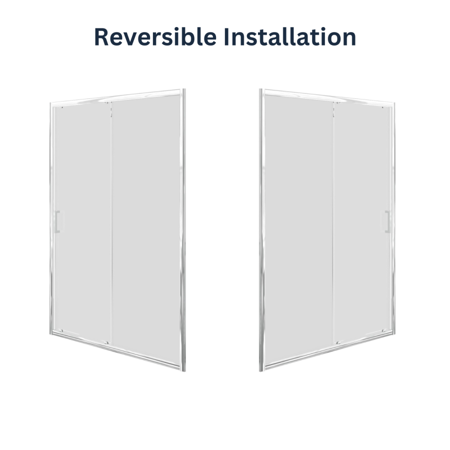 1400x760mm Chrome 6mm Glass Rectangular Sliding Shower Enclosure - Carina