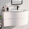 1000mm White Wall Hung Right Hand Curved Vanity Unit with Basin - Tulum ...