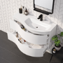 1000mm White Wall Hung Right Hand Curved Vanity Unit with Basin  - Tulum