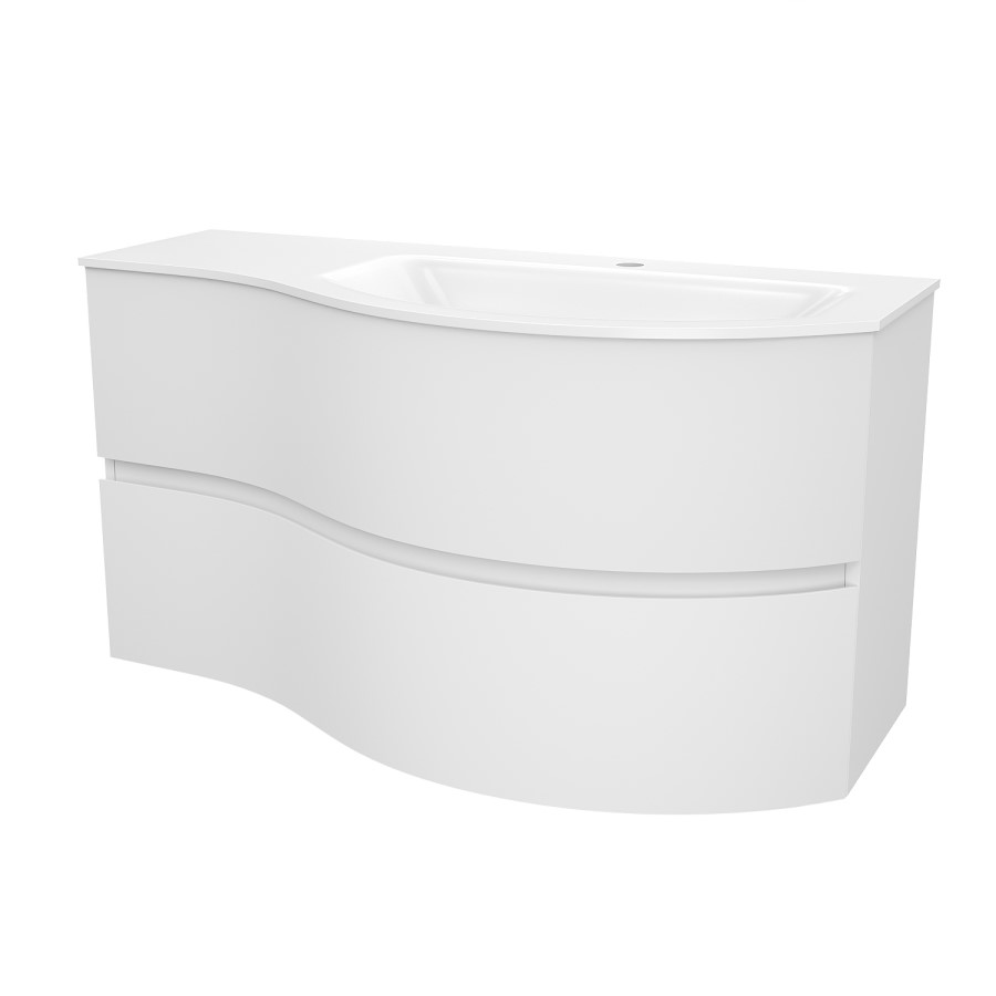 1000mm White Wall Hung Right Hand Curved Vanity Unit with Basin  - Tulum