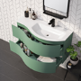 Grade A1 - 1000mm Green Wall Hung Right Hand Curved Vanity Unit with Basin  - Tulum