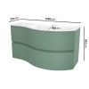 1000mm Green Wall Hung Right Hand Curved Vanity Unit with Basin  - Tulum