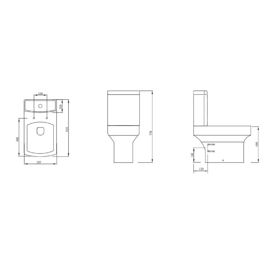 Open Back Close Coupled Toilet with Soft Close Seat - Ashford