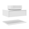 600mm White Wall Hung Countertop Vanity Unit with White Square Basin and Shelves - Lugo